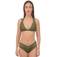 Brown, Color, Background, Monochrome, Minimalism Double Strap Halter Bikini Set by nateshop