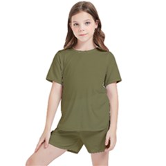 Brown, Color, Background, Monochrome, Minimalism Kids  T-shirt And Sports Shorts Set by nateshop