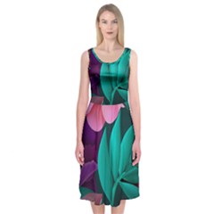 Eaves, Mate, Pink, Purple, Stock Wall Midi Sleeveless Dress by nateshop