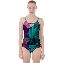 Eaves, Mate, Pink, Purple, Stock Wall Cut Out Top Tankini Set by nateshop