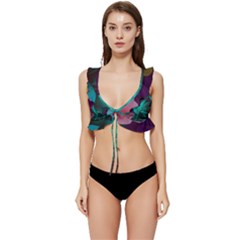 Eaves, Mate, Pink, Purple, Stock Wall Low Cut Ruffle Edge Bikini Top