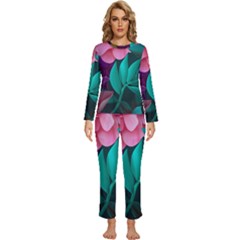 Eaves, Mate, Pink, Purple, Stock Wall Womens  Long Sleeve Lightweight Pajamas Set