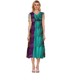 Eaves, Mate, Pink, Purple, Stock Wall V-neck Drawstring Shoulder Sleeveless Maxi Dress by nateshop