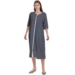 Gray, Color, Background, Monochrome, Minimalism Women s Cotton 3/4 Sleeve Night Gown by nateshop