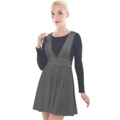 Gray, Color, Background, Monochrome, Minimalism Plunge Pinafore Velour Dress