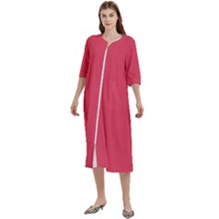 Pink, Color, Background, Monochromic, Minimalism Women s Cotton 3/4 Sleeve Night Gown by nateshop