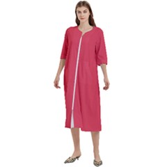 Pink, Color, Background, Monochromic, Minimalism Women s Cotton 3/4 Sleeve Night Gown