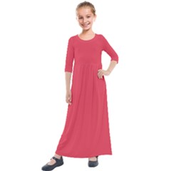 Pink, Color, Background, Monochromic, Minimalism Kids  Quarter Sleeve Maxi Dress by nateshop