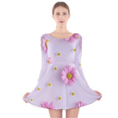 Springpurple Flower On A Purple Background Long Sleeve Velvet Skater Dress by nateshop