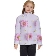 Springpurple Flower On A Purple Background Kids  Puffer Bubble Jacket Coat by nateshop