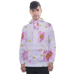 Springpurple Flower On A Purple Background Men s Front Pocket Pullover Windbreaker by nateshop