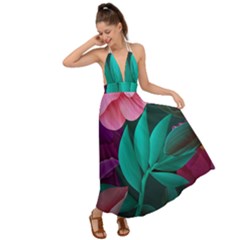 flowers, Mate, Pink, Purple, Stock Wall Backless Maxi Beach Dress