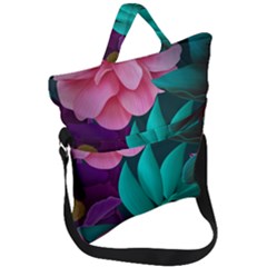 Flowers, Mate, Pink, Purple, Stock Wall Fold Over Handle Tote Bag by nateshop