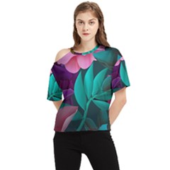 Flowers, Mate, Pink, Purple, Stock Wall One Shoulder Cut Out T-shirt