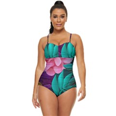 Flowers, Mate, Pink, Purple, Stock Wall Retro Full Coverage Swimsuit by nateshop