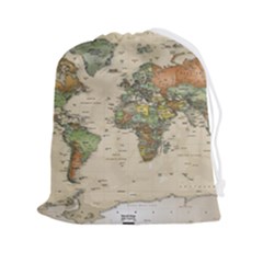 Vintage World Map Aesthetic Drawstring Pouch (2xl)