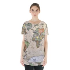 Vintage World Map Aesthetic Skirt Hem Sports Top