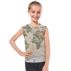 Vintage World Map Aesthetic Kids  Mesh Tank Top by Cemarart