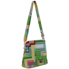 Pixel Map Game Zipper Messenger Bag by Cemarart