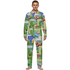 Pixel Map Game Men s Long Sleeve Velvet Pocket Pajamas Set