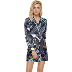 Motherboard Board Circuit Electronic Technology Long Sleeve Satin Robe by Cemarart