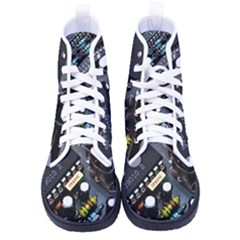 Motherboard Board Circuit Electronic Technology Men s High-top Canvas Sneakers by Cemarart