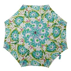 Mazipoodles Love Flowers - Olive Teal Green Purple White-  Hook Handle Umbrellas (large)