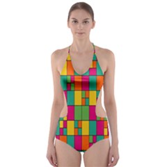 Abstract-background Cut-Out One Piece Swimsuit