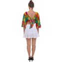 Abstract-background Tie Back Butterfly Sleeve Chiffon Top View2
