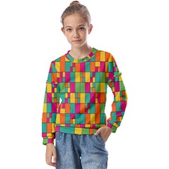 Abstract-background Kids  Long Sleeve T-Shirt with Frill 