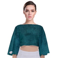 Background Green Tie Back Butterfly Sleeve Chiffon Top