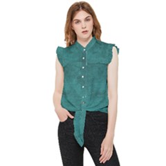 Background Green Frill Detail Shirt by nateshop