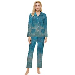 Background-25 Womens  Long Sleeve Velvet Pocket Pajamas Set