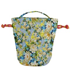 Background-flowers Drawstring Bucket Bag by nateshop