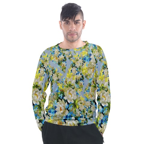 Background-flowers Men s Long Sleeve Raglan T-shirt by nateshop