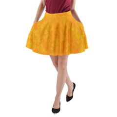 Background-yellow A-line Pocket Skirt by nateshop