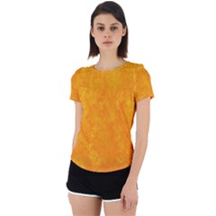 Background-yellow Back Cut Out Sport T-shirt