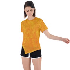 Background-yellow Asymmetrical Short Sleeve Sports T-shirt by nateshop