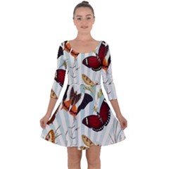 Butterfly-love Quarter Sleeve Skater Dress by nateshop