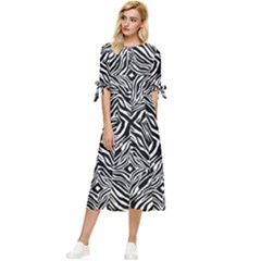 Design-85 Bow Sleeve Chiffon Midi Dress by nateshop