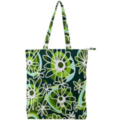 Mazipoodles Love Flowers - Black Olive White Double Zip Up Tote Bag by Mazipoodles