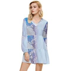 Huawei Tiered Long Sleeve Mini Dress