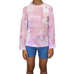 Pink Aesthetic, Clouds, Cute, Glitter, Hello Kitty, Pastel, Soft Kids  Long Sleeve Swimwear by nateshop
