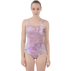 Pink Aesthetic, Clouds, Cute, Glitter, Hello Kitty, Pastel, Soft Cut Out Top Tankini Set by nateshop