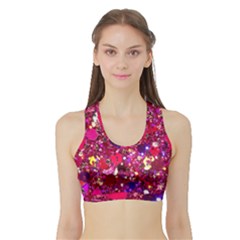 Pink Glitter, Cute, Girly, Glitter, Pink, Purple, Sparkle Sports Bra with Border