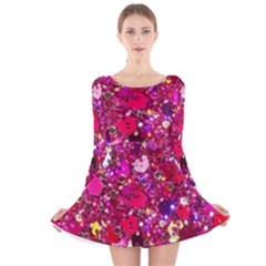 Pink Glitter, Cute, Girly, Glitter, Pink, Purple, Sparkle Long Sleeve Velvet Skater Dress