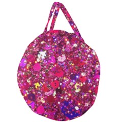 Pink Glitter, Cute, Girly, Glitter, Pink, Purple, Sparkle Giant Round Zipper Tote