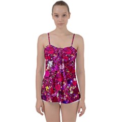 Pink Glitter, Cute, Girly, Glitter, Pink, Purple, Sparkle Babydoll Tankini Top