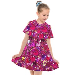 Pink Glitter, Cute, Girly, Glitter, Pink, Purple, Sparkle Kids  Short Sleeve Shirt Dress