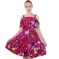 Pink Glitter, Cute, Girly, Glitter, Pink, Purple, Sparkle Cut Out Shoulders Chiffon Dress